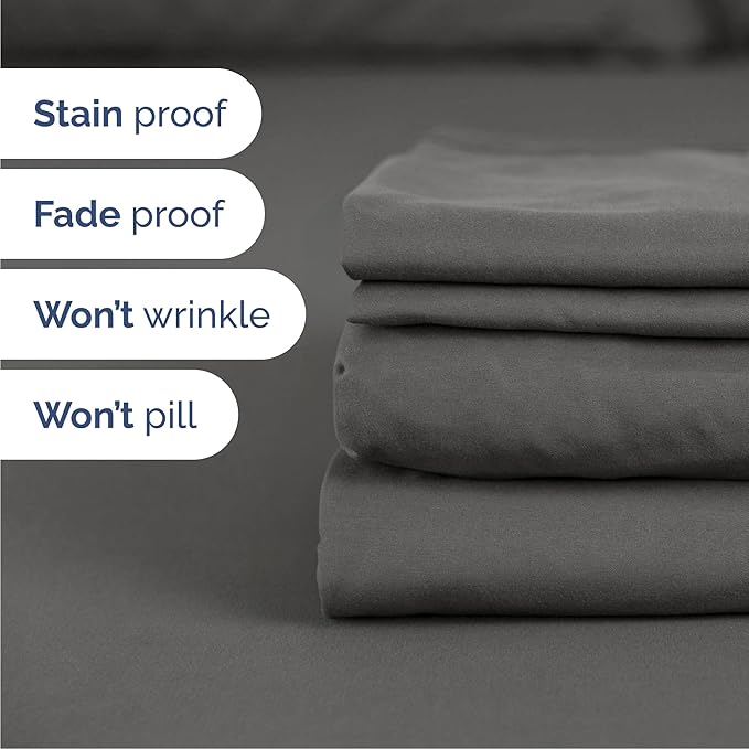 Cal King 6 Piece Sheet Set - Cooling & Breathable Bed Sheets - Hotel Luxury Bed Sheets for Women, Men, Kids & Teens - Deep Pocket Bedding w/Easy Fit - Soft & Wrinkle Free - Cal King Charcoal Sheets