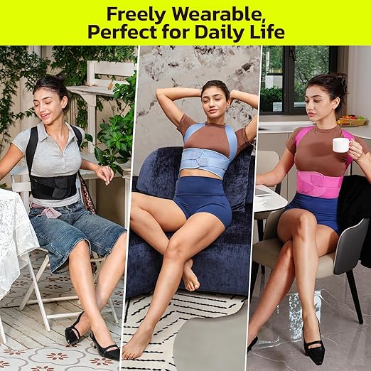 Posture Corrector for Women - Lightweight and Breathable Back Brace for Pain Relief, Rounded Shoulders and Hunchback, Compact & Portable with Fashionable Design, Invisible Under Clothes Black L