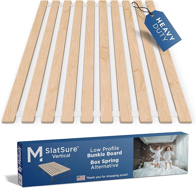 Meliusly SlatSure Full Size Bunkie Board – Heavy Duty Vertical Bed Slats & Foldable Wooden Support Board for Sagging Mattress or Platform Bed Frame, Box Spring Alternative and Replacement
