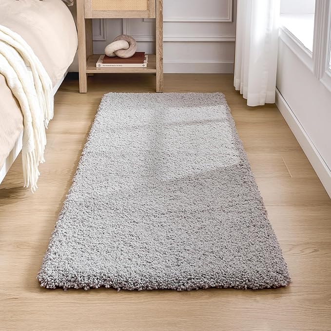 Gray Bathroom Runner Rug 24x70 Non Slip Fluffy Long Bath Mat for Bathroom Floor Washable Plush Luxury Bath Rug for Tub Absorbent Shower Sink Mat Bedside Rug