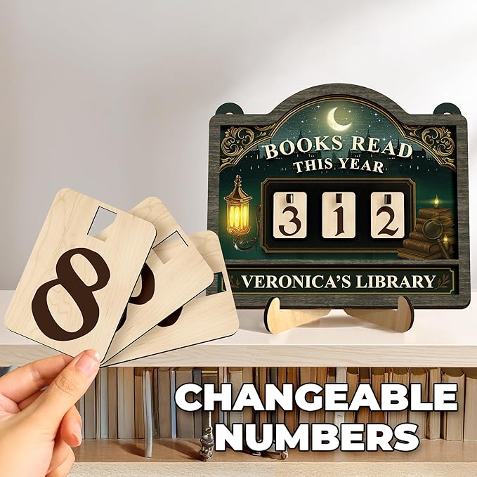 Books Read This Year Wooden Sign, Custom Reading Tracker Book Counter, Magical Home Library Decor, Whimsical Fantasy Bookshelf Accessories, Christmas Bookworm Gift for Women, Book Lovers, Readers