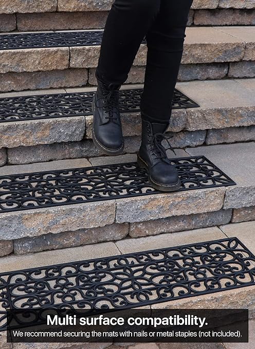 Rubber Stair Treads Non-Slip Outdoor 42”x10” (5-Pack) – Anti-Slip Step Mat