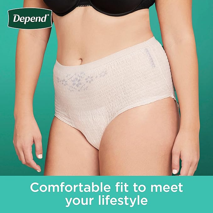 Depend Incontinence Underwear for Women, Extra-Large, 26 Count | Maximum Absorption | Disposable | Blush | Pack of 2