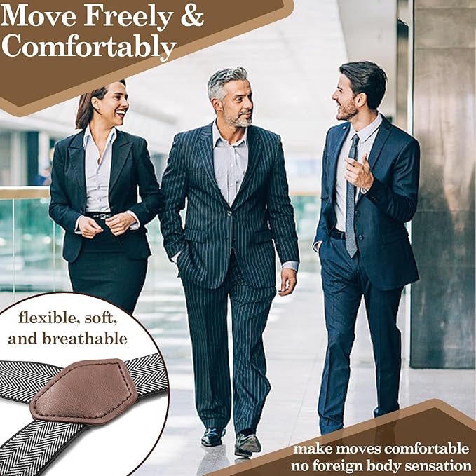 STAY GENT Y-Style Shirt Stays For Men with Non-Slip Locking Clamps and Adjustable Elastic Straps