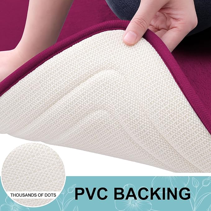 Grandaily Memory Foam Bath Mat Rug 30x20, Ultra Soft, Non-Slip and Absorbent Bathroom Rugs, Machine Wash Dry, Comfortable Bath Carpet for Bathroom Floor, Tub and Shower, Burgundy