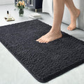 LOCHAS Luxury Bathroom Rug Shaggy Bath Mat 24 x 36 Inch, Washable Non Slip Bath Rugs for Bathroom Shower, Soft Plush Chenille Absorbent Carpets Mats, Dark Grey