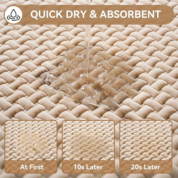 Bathroom Runner Rug Non Slip, Super Absorbent Quick Dry Long Bath Mat, Foam Weave Texture Rubber Backing Ultra Thin Bathroom Mats Fit Under Door Bathroom Floor Bathtub Shower, 16"x 47"