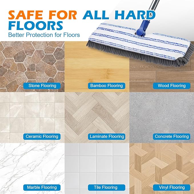 Microfiber Mops for Floor Cleaning, Masthome Dust Mop with 4 Washable Pads, 2-SidedMicrofiber Flip Mop for Wet & Dry Use, Flat Floor Mops for Hardwood, Laminate, Vinyl,Kitchen, Tile -1 Scraper