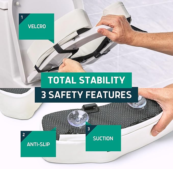 Lunderg Padded Toilet Seat Riser for Seniors - Adds 3 inches. Universal Fit - FIRM Raised Toilet Seat Cushion with High-Density Foam for Enhanced Comfort & Elevation. Post-Surgery Must have (White)