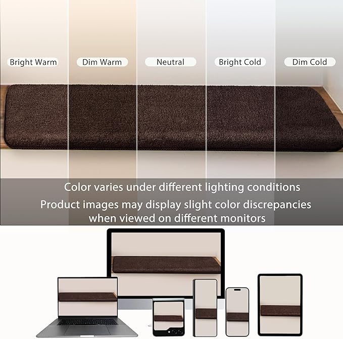 PURE ERA Carpet Stair Treads Ultra Plush 9.5" X 30"Soft Bullnose Indoor Stair Protectors Pet-Friendly Non-Slip Skid Resistant Tape Free Washable Reusable(2 Pieces,Dark Brown)