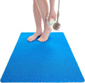 Enkosi Loofah Non-Slip Shower Mat - Shower Floors, Bathtub, Bathrooms, Wet Areas - Cushioned Bath Mat with Drain Holes - Quick Dry PVC, Secure Safety Pad Without Suction Cups (32x24 Blue)
