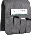 FLYILY Sofa Armrest Organizer Non-Slip Arm Chair Hanging Caddy Remote Control Holder for Magazine,Tablet, Phone, Books, Glasses(LightGrey,13in)