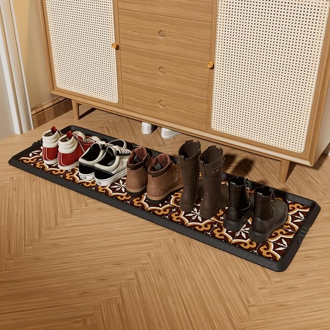 Rubber Boot Tray,Non-Slip Boot Mat with Lip,Waterproof Shoe Tray,Indoor Outdoor Multi Use Catch All Trays,Cleaning Mat for Entryway,Pets Garden,Mudroom,Garage