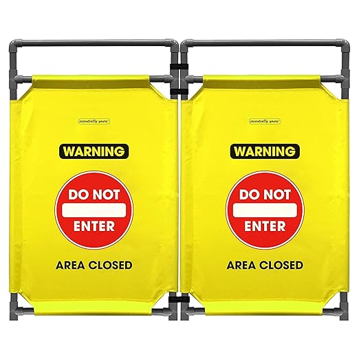 Essentially Yours "Do Not Enter Foldable Safety Barricade | High Visibility Yellow 3 Foot Portable Safety Barrier with Heavy Duty PVC Frame