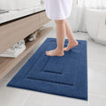 Buganda Bathroom Rugs, 44" x 24", Soft and Absorbent Microfiber Bath Rugs, Non-Slip Shaggy Shower Carpet, Machine Wash Dry Bath Mats for Bathroom Floor, Tub and Shower, Navy