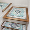 OJIA Non-Slip Stair Treads Matching Mat for Wooden Steps, Square Rubber Backing Anti-Slip Stair Carpet Landing Mat Stair Rugs 31x31 inch, Light Blue