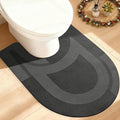 ACCUMTEK Toilet Rugs, Ultra Thin Absorbent Contour Bathroom Rugs for Toilet, Dry Quickly, Machine Washable, Upgrade Backing Non-Slip Bath Mat, Grey/Bordered/U-Shaped 24"x20"