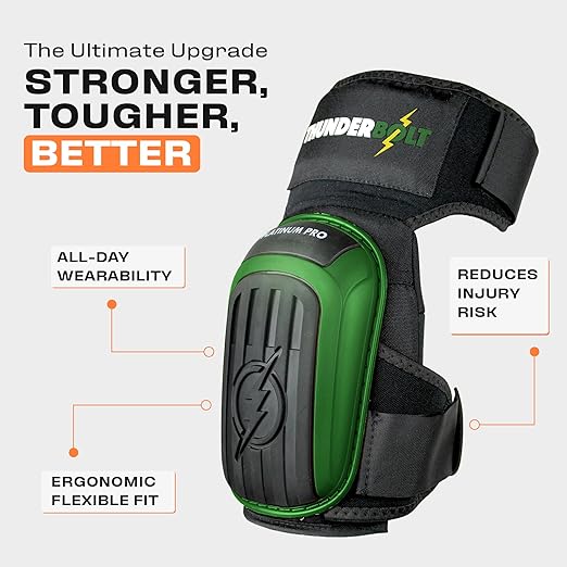 Thunderbolt Knee Pads for Men Construction Knee Pads for Work for Men and Women with Double Gel for Gardening Flooring Roofing Heavy Duty with Extra Thick Foam and Strong Adjustable Non-Slip Straps
