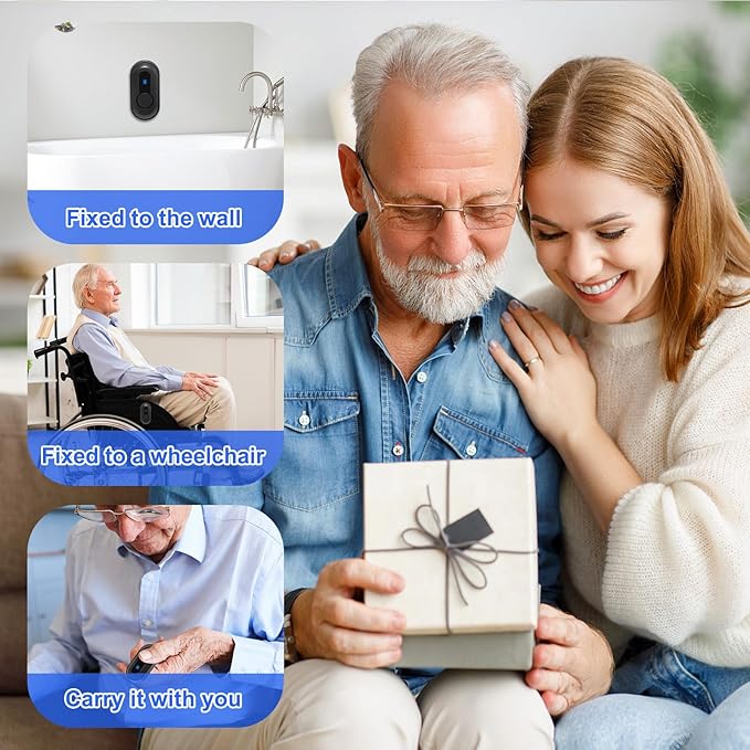 Caregiver Pager Wireless Call Button Emergency Life Alert Systems 500Ft Range with LED Number Display for Elderly/Patient/Disabled at Home/Hospital/Clinic(6 Waterproof Panic Button & 3 Receiver)