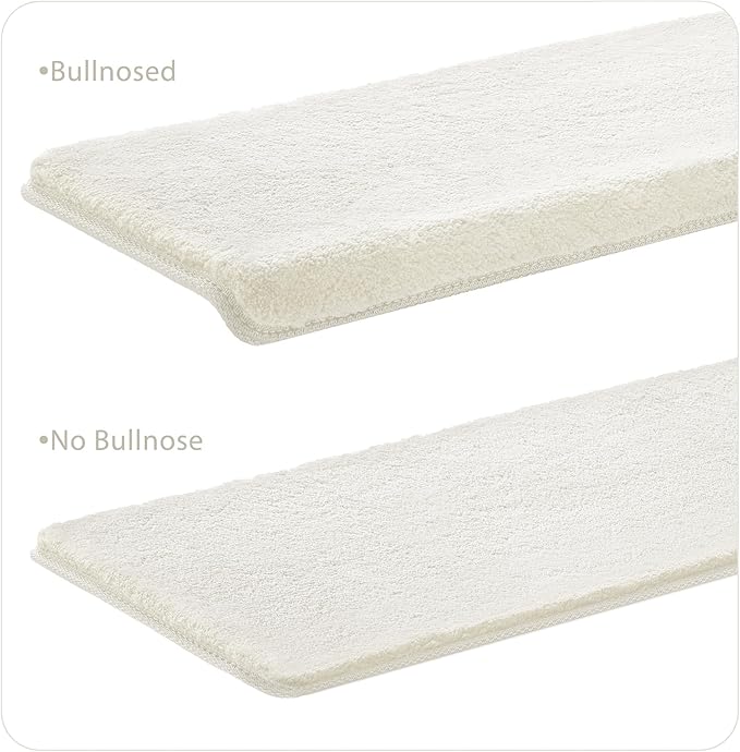 PURE ERA Carpet Stair Treads Ultra Plush Soft Indoor Stair Protectors Pet-Friendly Non-Slip Skid Resistant Tape Free Washable Reusable 8 x 30 inch (2 Pieces,White)