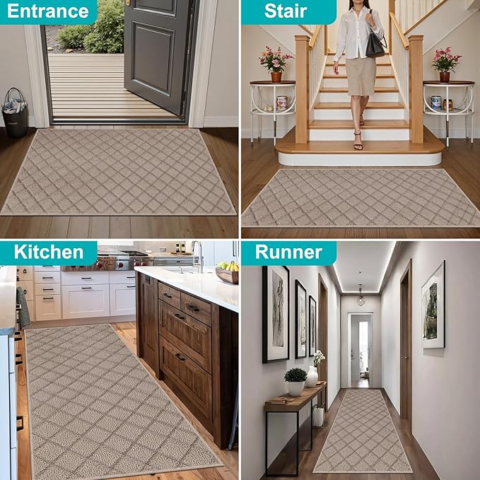 Azadx 3'x5' Front Entryway Door Mat Non Slip Indoor Door mats Washable Entry Mats Welcome Doormat Dirt Trapper for House Entry Low Profile Doormat Indoor Entrance Mat