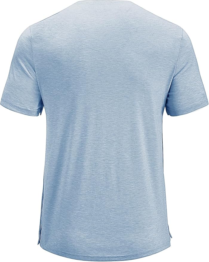 Poriff Men's Post Shoulder Surgery Recovery Shirts Full Tear Away Short Sleeve Snap Chemo Port Access Shirt