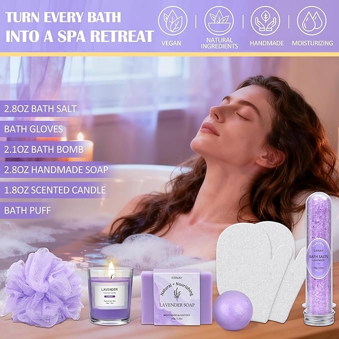 Gifts for Women, Spa Gifts Basket for Women, 21pcs Lavender Bath and Body Gift Basket, Self Care Gifts, Facial Skin Care Set, Birthday Gifts for Mom, Wife, Girlfriend, Sister