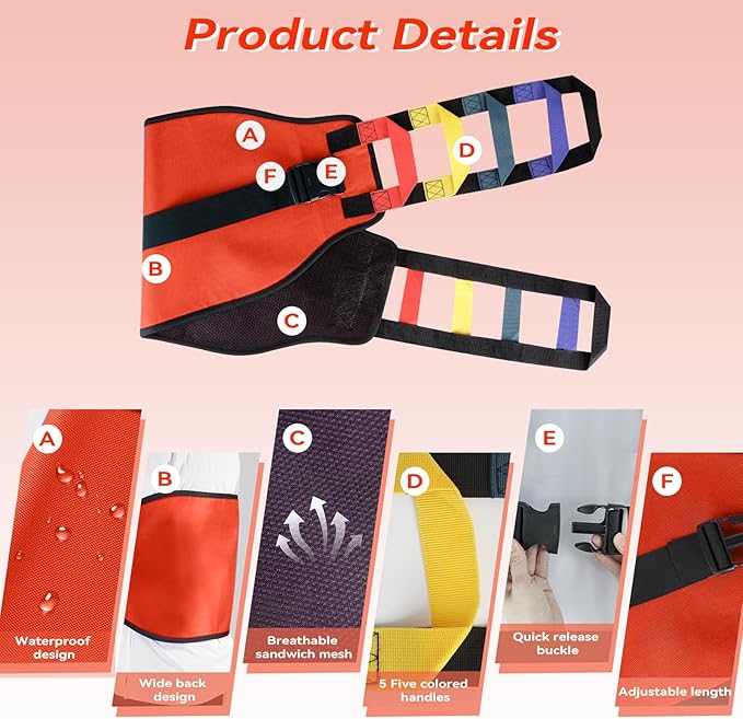Transfer Belt Transfer Sling for Nursing Patients, Standing & Supports & Transfer Aids for Elderly, Gait Belt for Patient Care, Transfer Belt for Bedridden Patient