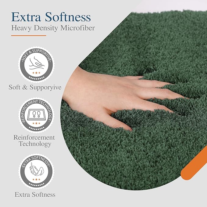 Walensee Bathroom Rug (24 x 72, Hunter Green) - Extra Soft, Absorbent Shaggy Microfiber Bath Mat, Non Slip, Machine Washable, Luxury Bathroom Floor Mat