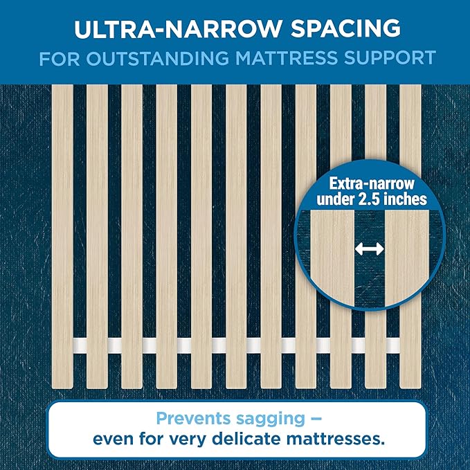Meliusly SlatSure Full Size Bunkie Board – Heavy Duty Vertical Bed Slats & Foldable Wooden Support Board for Sagging Mattress or Platform Bed Frame, Box Spring Alternative and Replacement