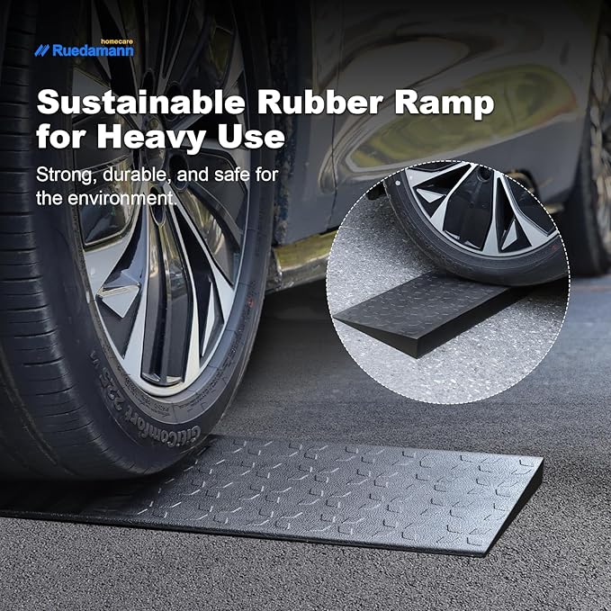Ruedamann 0.8" Rise Threshold Ramps for Doorways, Sturdy Rubber Threshold Ramp, Non-Slip Ramp for Wheelchair for Home, Adjustable and Cuttable for Wheelchairs, Scooters, Sweepers, Curbs