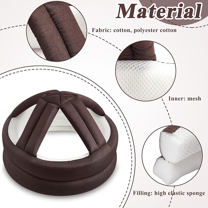 Woanger 2 Pcs Anti Fall Elder Head Safety Helmet for Adults Special Needs Thick Soft Protective Hat Adjustable Seniors Fall Prevention Head Protection Cap Elderly Helmet for Injury Protection (Coffee)