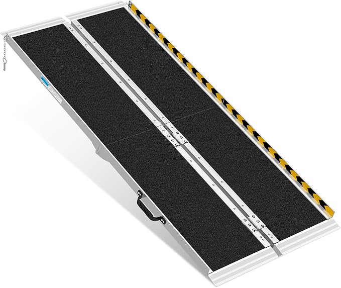 6FT Portable Wheelchair Ramp, Non-Slip Aluminum Folding Handicap Ramp, Ramps for Wheelchairs for Home with Handle, Wheelchair Ramps for Home Steps/Stairs/Threshold/Doorways/Scooter, 600LBS Capacity