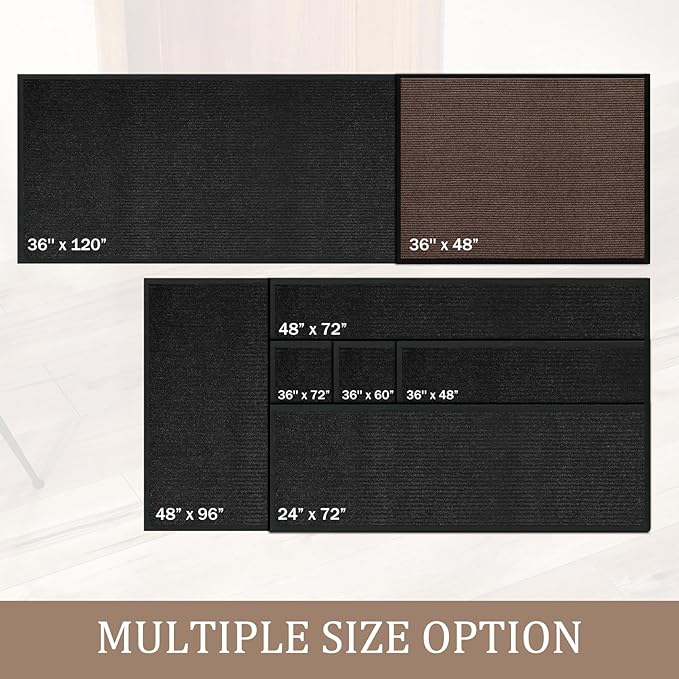 3' X 10' Commercial Grade Hallway Runner Rug, Industrial Rug Heavy Duty Brush Step Entrance Mat Weather Utility Rug with Non Slip Rubber Backing, Commercial Traffic Guard Door Carpet, Black