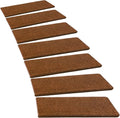 PURE ERA Bullnose Carpet Stair Treads Set Tape Free Non-Slip Indoor Stair Protectors Pet Friendly Rugs Covers Soft Skid Resistant Washable Reusable 9.5" x 30"(7 Pieces,Brown)