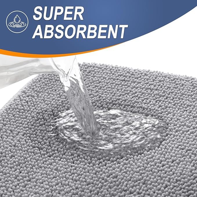 OLANLY Thick Memory Foam Bath Mat Rug 34x21, Extra Soft Absorbent Bathroom Rugs, Quick Dry Bath Mats, Non-Slip, Machine Washable Carpet for Bathroom, Tub and Shower, Home Decor Accessories, Grey