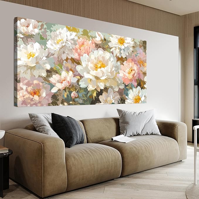 Canvas Wall Art Decor Large Wall Art for Living Room Colorful Flowers Wall Art Prints Artwork for Walls Botanical Wall Art Pictures Modern Canvas Art Wall Decor Bedroom Office Decorations 24" X 48"