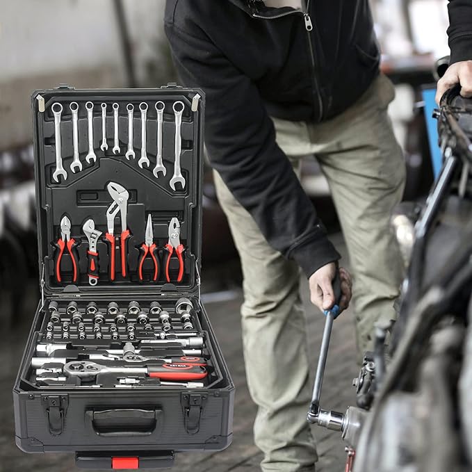 Home Tool Set Kit -899 PCS Home Auto Repair Tool Kit with Rolling Tool Box, Complete Hand Tool Set, Perfect for Homeowner, Diyer, Handyman