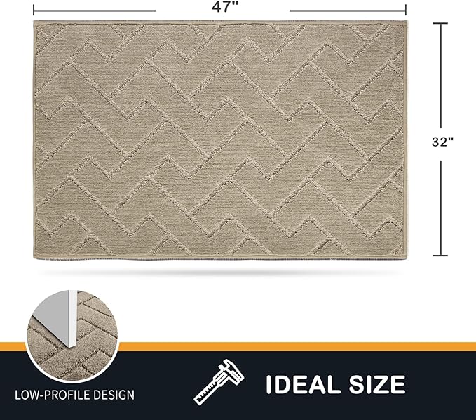 PURRUGS Dirt Trapping Door Mat 32" x 47", Non-Slip Machine Washable Entry Rug, Shoe Scraper, Dog Doormat, Super Absorbent Welcome Mat for Front & Back Door, Muddy Wet Shoes & Paws, Taupe