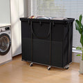 320L Laundry Hamper with Wheels, Rolling Laundry Basket with Metal Frame and Removable Bag, Large & Tall Dirty Clothes Hampers for Bedroom Aesthetic, Laundry Room, Bathroom, Dorm-Black
