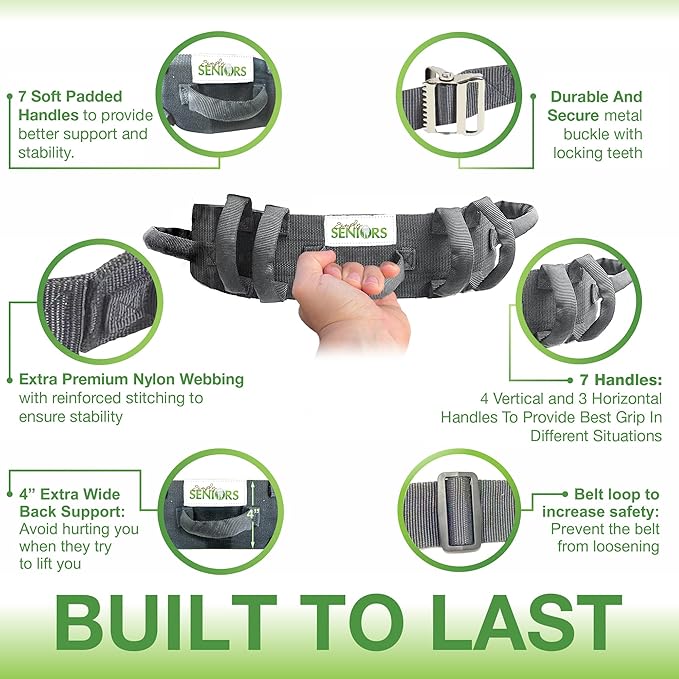 Gait Belts for Seniors with 7 Handles- Transfer Gate Belts Medical for Elderly and Disabled - Easy to Use Quick Release Gait Belt with Handles for Seniors Physical Therapy -Elderly Assistance Products