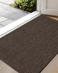 Color&Geometry Ultra-Thin Indoor Door Mat, 26"x47" Low-Profile Non-Slip Entryway Rug with Modern Geometric Texture, Washable Doormat for Entrance, Front Doors, Brown(Rolled-up NO Creases)