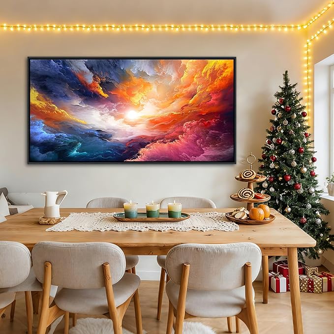 Pogusmavi Framed Colorful Wall Art | Abstract Canvas Art | Pictures for Living Room Wall Decoration | Contemporary Home & Office Decor | Colorful Large Wall Art | Bedroom Decor Aesthetic 24×48in
