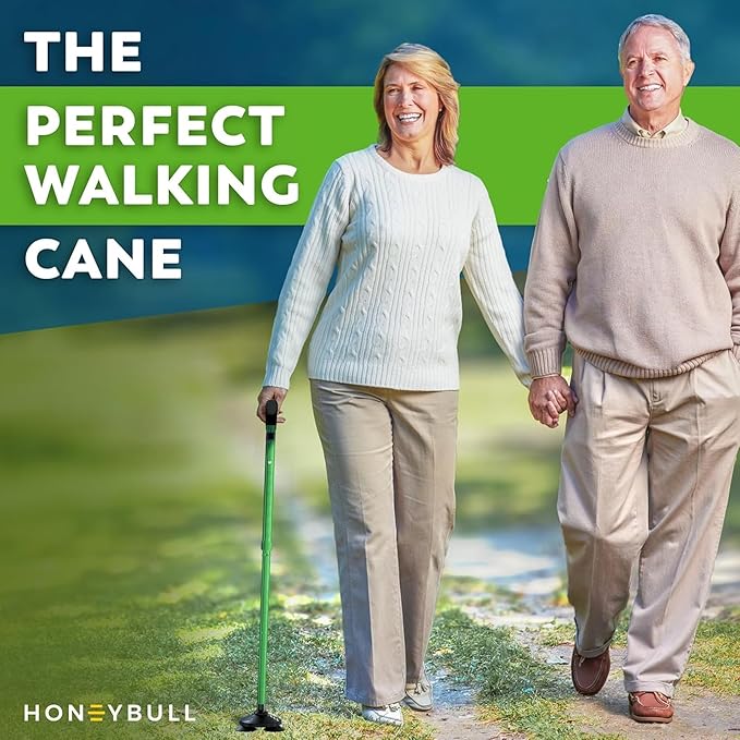 Walking Cane for Men & Women Foldable, Adjustable, Heavy Duty, Free Standing, All Terrain, Collapsible Walking Sticks for Seniors & Adults