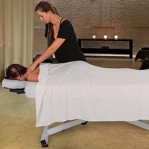 EarthLite Ellora Electric Lift Massage Table, Flat Table Top, Made in USA, 32" x 73, Vanilla Creme