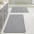 MIULEE Set of 2 Ultra Thin Bathroom Rugs, Rubber Bath Mats for Bathroom Non Slip, Quick Dry Absorbent Bath Rug Machine Washable, Fit Under Door, Shower, Sink, Home Decor, Grey, 20x32 Inch