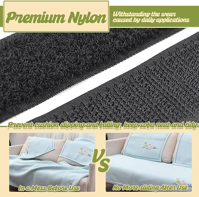 TEUVO 4.3 Inch x 32.8 Feet Heavy Duty Hook and Loop Tape Strips with Adhesive Cushion Grip to Prevent Sliding Keep Couch Cushions Mattress from Sliding, Outdoor No Punching Picture Wall Hanging Strips