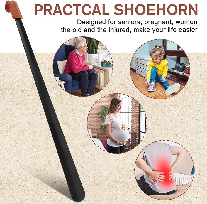 Redriver Metal Shoe Horn Long Handle for Seniors, Long Shoehorn, Shoe Spoon Helpers to Put on Your Shoes for Men Women