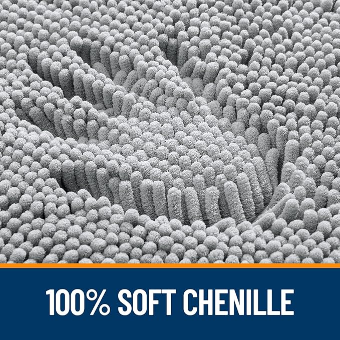 OLANLY Toilet Rugs U-Shaped 24x24, Extra Soft Absorbent Chenille Contour Bathroom Rugs for Toilet, Dry Quickly, Machine Washable, Non-Slip Bath Mat, Light Grey