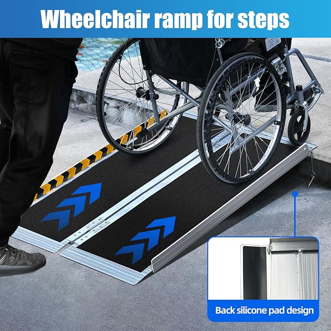 4FT Portable Wheelchair Ramp – 800lb Capacity, Folding Non-Slip Aluminum Handicap Ramp, Ramps for Wheelchairs for Home, Doorways, Stairs, Thresholds, Car Curbs, Scooters & Carts